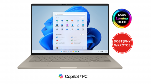 Laptop ASUS Zenbook A14 UX3407NA-QD023W Snapdragon X2 Elite X2E88100 14" OLED WUXGA 0,2ms 32GB 1000SSD W11