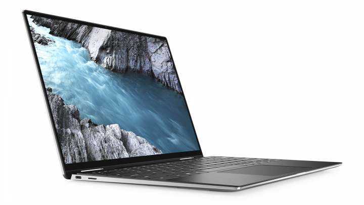 Laptop Dell XPS 13 9310 2w1 srebrno-czarny - widok frontu lewej strony