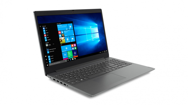 Laptop Lenovo Essential V155-15API szary - widok frontu lewej strony