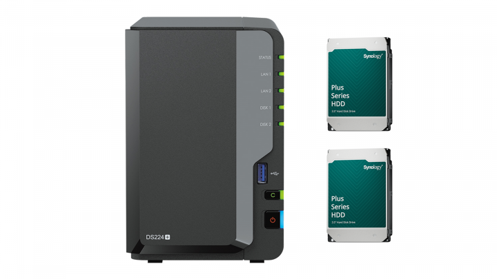 Serwer NAS Synology DS224+ + 2x Dysk HDD 4TB HAT3300-4T