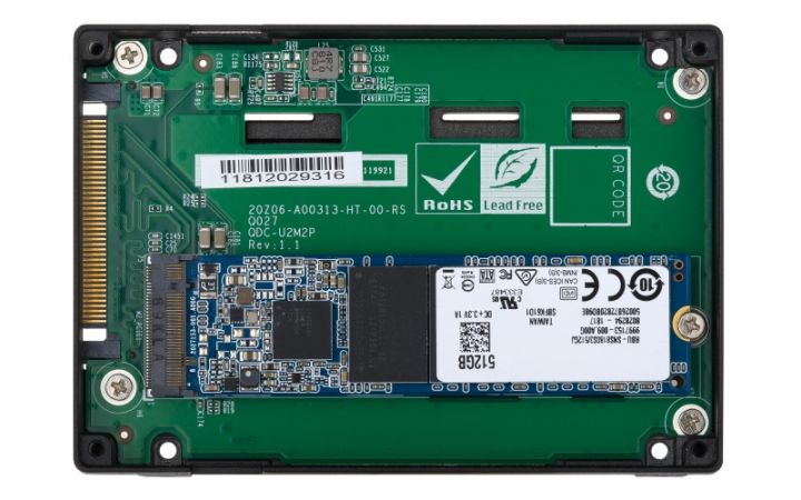 Adapter QNAP M.2 2280 PCIe - U.2 25 SSD QDA-UMP - widok w środku