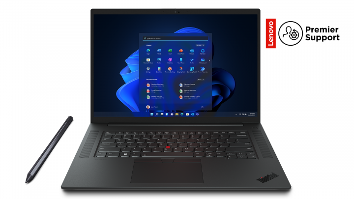 Mobilna stacja robocza Lenovo ThinkPad P1 G5 Touch W11P czarny Precision Pen 2 - widok frontu ps