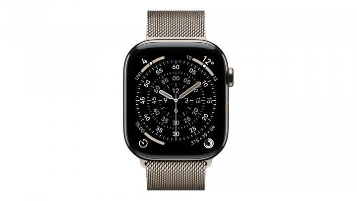 Smartwatch Apple Watch Series 11 GPS + Cellular koperta 46 mm z tytanu w kolorze naturalnym, bransoleta mediolańska w kolorze na