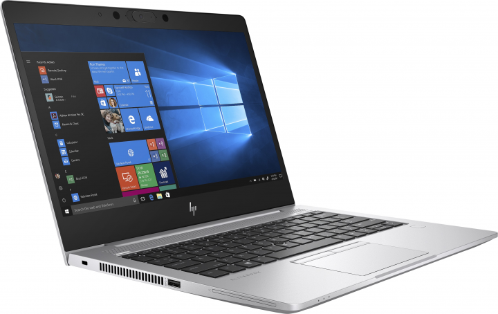 Laptop HP EliteBook 735 G6 srebrny - widok frontu lewej strony