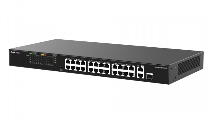 Switch Ruijie Reyee RG-ES126FGS-P 24-port 100Mbps PoE+ 370W 1x1Gb Base-T 1x1Gb Combo 2