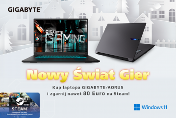 Nowy Świat Gier - Kup laptopa GIGABYTE/AORUS i zgarnij nawet 80 Euro na Steam! 13