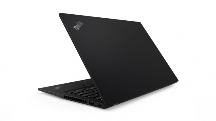 Laptop Lenovo ThinkPad T490s czarny - widok tyłu prawej strony