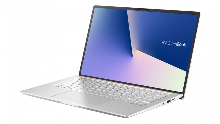 Laptop Asus Zenbook UM433 Icicle Silver - widok frontu prawej strony