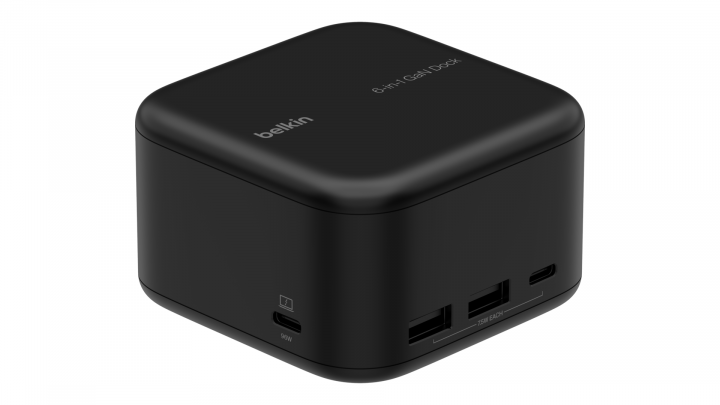 Stacja dokująca Belkin 6w1 GaN PD 130W - INC018vfBK przod bok