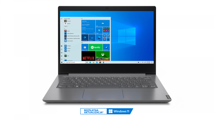 Laptop Lenovo Essential V14 IIL szary W10H widok frontu