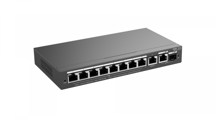 Switch Ruijie Reyee RG-ES210GS-P 9-port GE PoE+ 120W 1x1Gb Combo Ext PSU 2