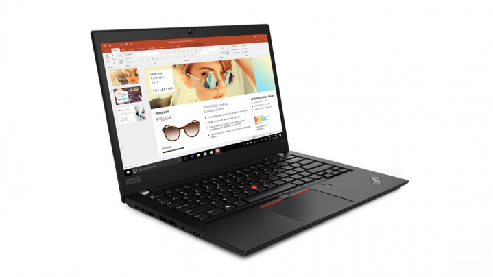 Laptop Lenovo ThinkPad T495 czarny - widok frontu lewej strony