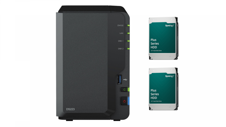 Serwer NAS Synology DS223 + 2x Dysk HDD 6TB HAT3300-6T