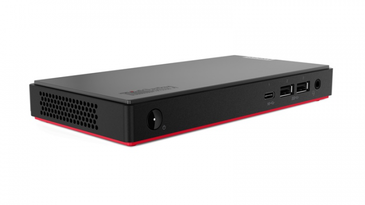Komputer Lenovo ThinkCentre M90n Nano - widok frontu lewej strony
