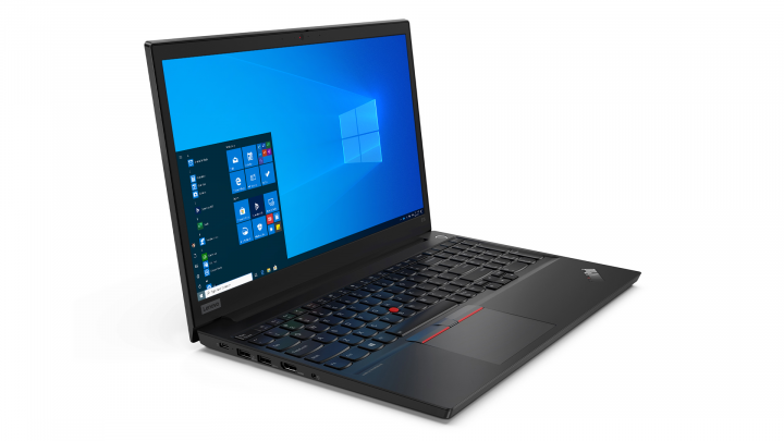 Laptop Lenovo ThinkPad E15 czarny widok frontu lewej strony