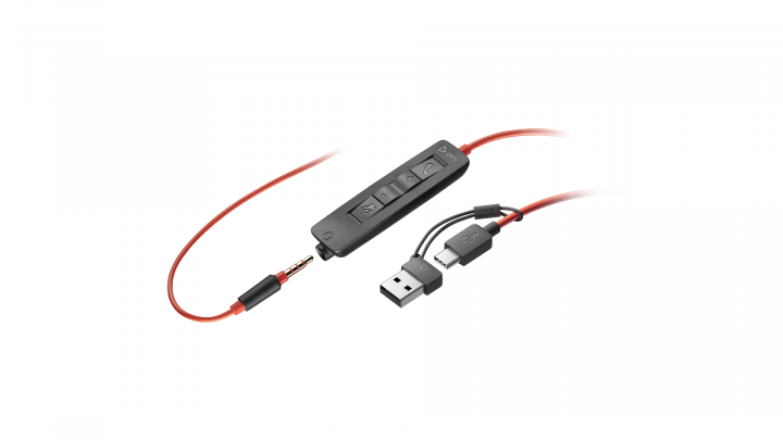 Słuchawki przewodowe HP Poly Blackwire 3315 Mono USB-C + Adapter USB-C/A 2