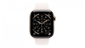 Smartwatch Apple Watch Series 11 GPS + Cellular koperta 42 mm z tytanu w kolorze złotym, pasek sportowy w kolorze łagodnego różu - rozmiar M/L - MF8X4MP/A