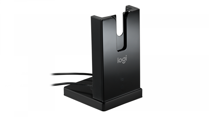 Słuchawki z mikrofonem Logitech H820e bezprzewodowe czarne - widok frontu lewej strony