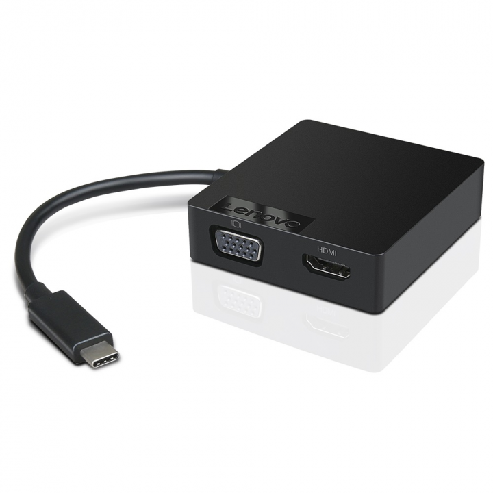 Adapter Lenovo USB C - Ethernet+HDMI+VGA+USB 4X90M60789 - widok przodu