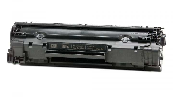 Toner HP 35A czarny CB435A widok frontu prawej strony