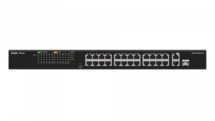 Switch Ruijie Reyee RG-ES126FGS-P 24-port 100Mbps PoE+ 370W 1x1Gb Base-T 1x1Gb Combo 4