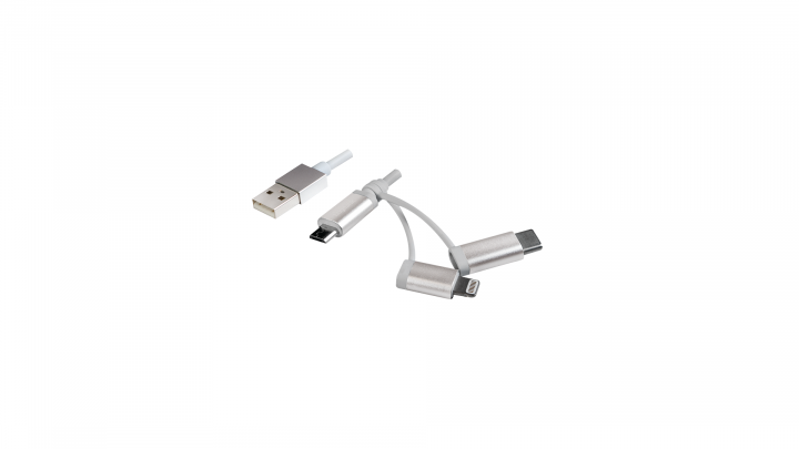 Kabel LogiLink USB-A - microUSB-B + adapter Lightning, USB-C 1m CU0126