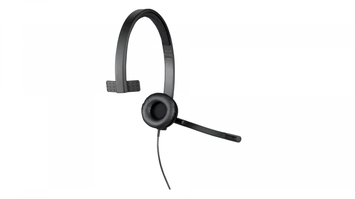 Słuchawki z mikrofonem Logitech USB Headset H570e czarne - widok frontu lewej strony
