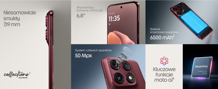 Smartfon Motorola edge 70 Pro bordowy 6