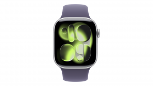 Smartwatch Apple Watch Series 11 GPS koperta 42 mm z aluminium w kolorze srebrnym, pasek sportowy w kolorze mlecznego fioletu - rozmiar S/M - MEU64MP/A