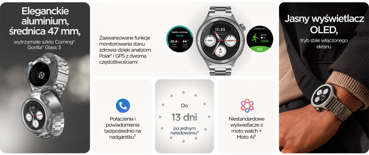 Smartwatch Motorola Moto Watch srebrny 2