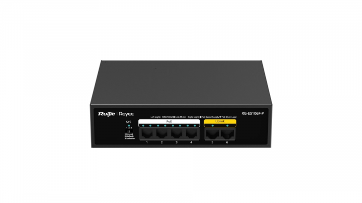 Switch Ruijie Reyee RG-ES106F-P 6-port 100Mbps PoE+ 54W
