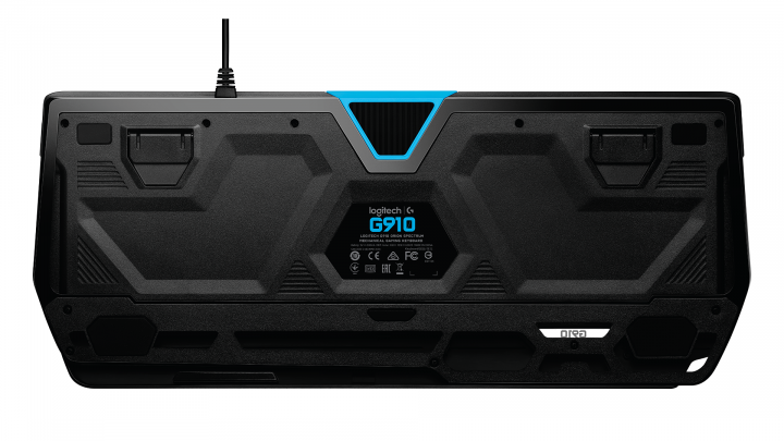 Klawiatura przewodowa Logitech G910 Orion Spectrum Gaming USB - widok z tyłu