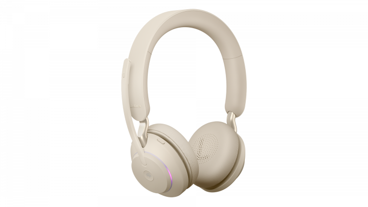 Słuchawki bezprzewodowe Jabra Evolve 2 65 MS Stereo Beige - widok frontu lewej strony2