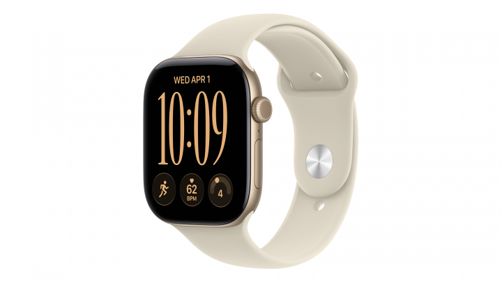 Apple Watch Series 12 GPS + Cellular koperta 46 mm Alu w kolorze jasnego złota, pasek sportowy w kolorze piasek