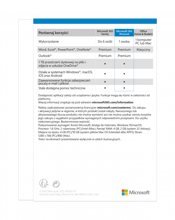 Microsoft 365 Personal - widok tyłu