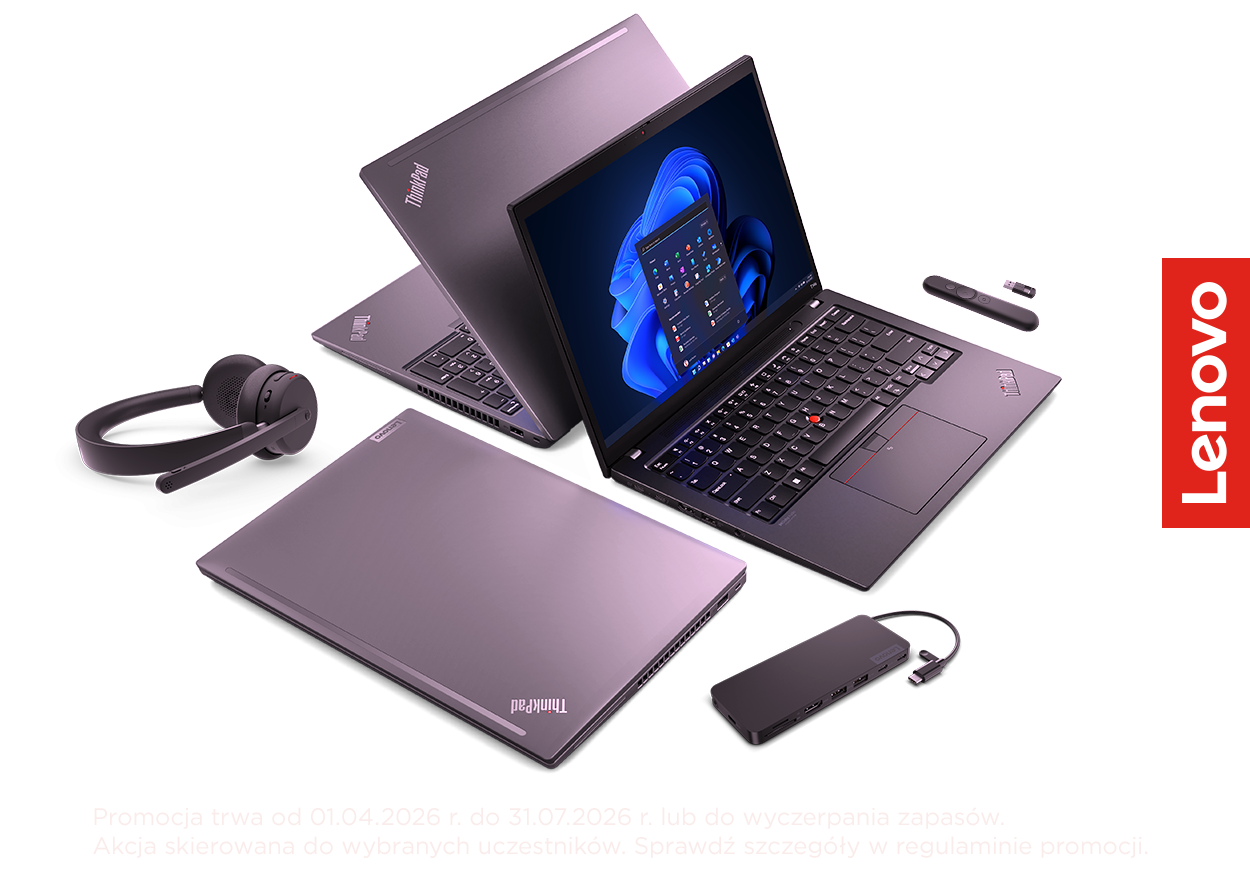 Kup notebook Lenovo serii ThinkPad i otrzymaj zestaw akcesoriów idealny do pracy. - header warstwa
