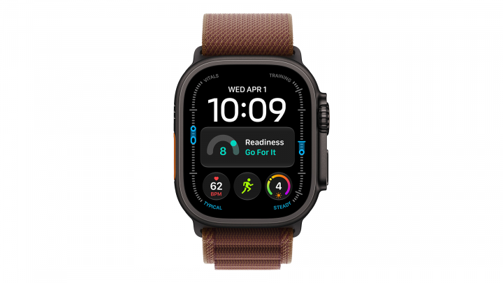 Apple Watch Ultra 4 GPS + Cellular, koperta 49 mm z tytanu w kolorze czarnym, opaska Alpine w kolorze burgund