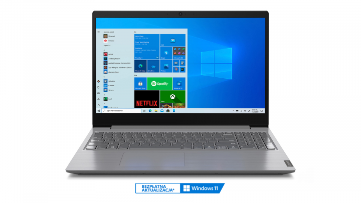 Laptop Lenovo Essential V15 ADA szary widok frontu