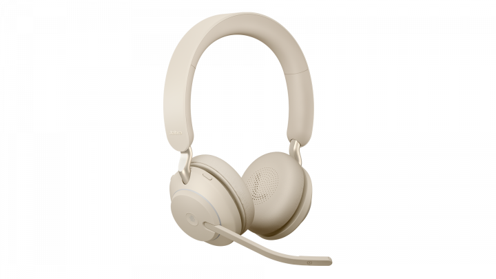 Słuchawki bezprzewodowe Jabra Evolve 2 65 MS Stereo Beige - widok frontu lewej strony