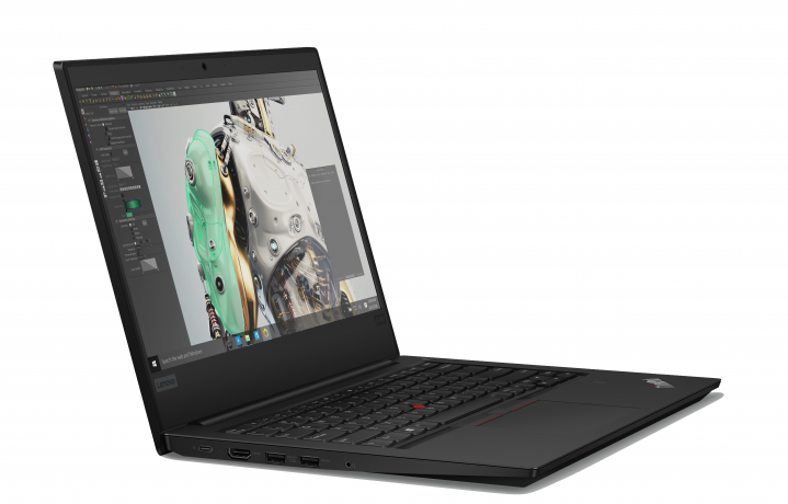 Laptop Lenovo ThinkPad E490 czarny - widok frontu lewej strony