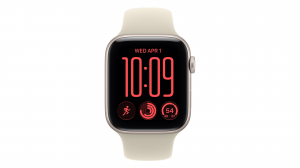 Smartwatch Apple Watch SE 3 GPS + Cellular koperta 40 mm z aluminium w kolorze księżycowej poświaty, pasek sportowy w kolorze piaskowym - rozmiar S/M - MJLC4MP/A
