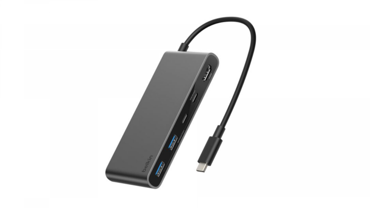 Hub Belkin 7w1 szary bokiem