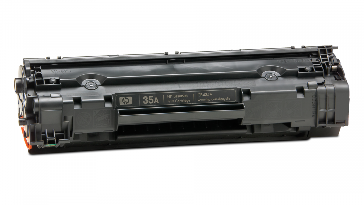 Toner HP 35A czarny CB435A widok frontu lewej strony