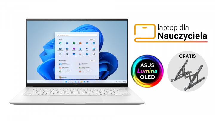 Laptop ASUS Zenbook S 14 OLED UX5406SA W11H Scandinavian White BON + podstawka Orico