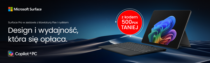 Surface Pro w zestawie z klawiaturą Flex i rysikiem z kodem 500 PLN taniej. Design i wydajność, która się opłaca 6