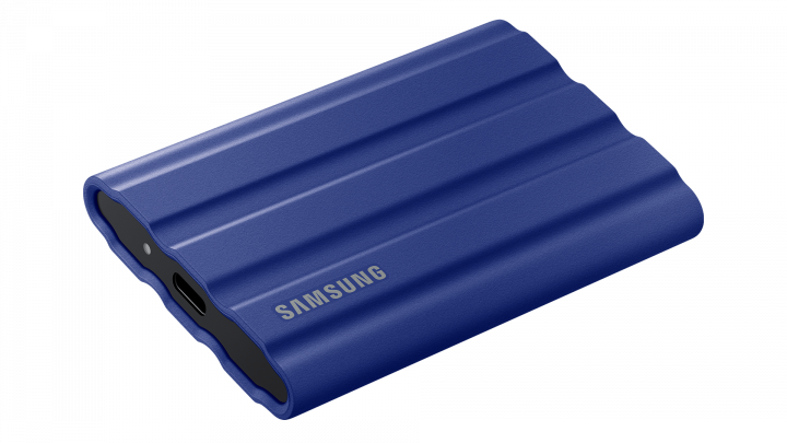 Samsung T7 Shield 2000GB USB 3.2 IP65 Niebieski - MU-PE2T0R/EU - widok lewej strony