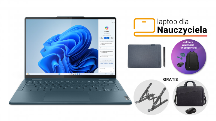 Laptop 2w1 Lenovo Yoga 7 14IML9 W11H Tidal teal (Lenovo Digital Pen&Yoga 14-inch Sleeve) Bon + zestaw (GX30K79401+GX40Q17229) aksesoria