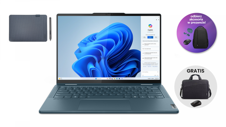 Laptop 2w1 Lenovo Yoga 7 14IML9 W11H Tidal teal (Lenovo Digital Pen&Yoga 14-inch Sleeve)+zestaw (GX30K79401+GX40Q17229) aksesoria