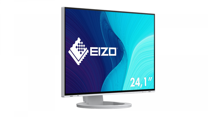 Monitor EIZO FlexScan EV2485 biały - widok frontu lewej strony