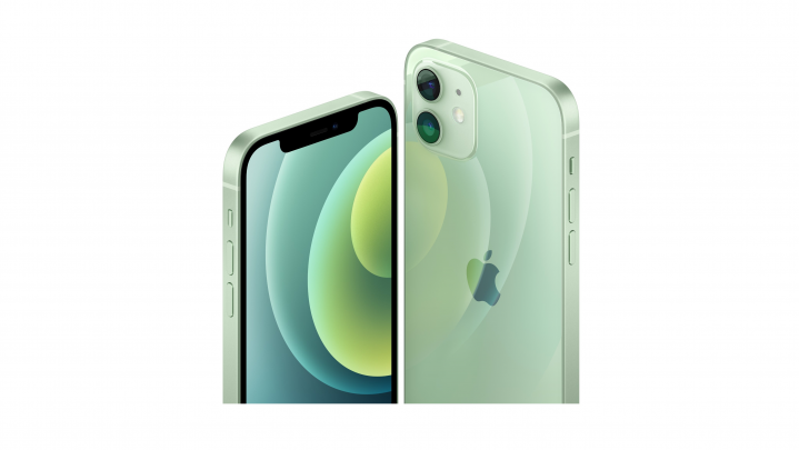 Smartfon Apple iPhone 12 zielony - widok frontu i tyłu v2